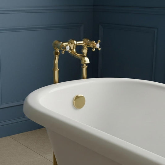 gold freestanding bath taps