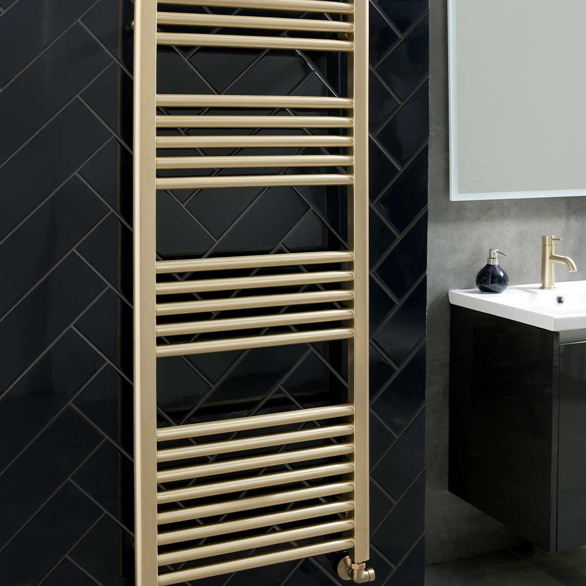 gold heated towel rail radiator 