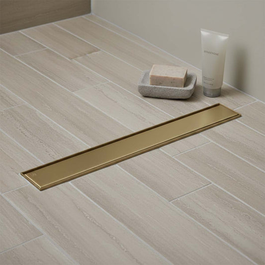 gold linear wet room drain