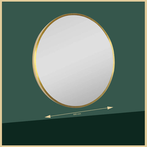 round gold bathroom mirror with light