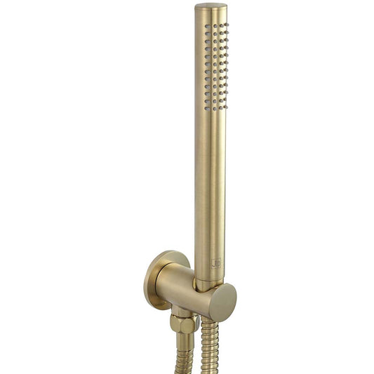 Brushed Brass Water Outlet with Slim Handset Shower Kit and Hose