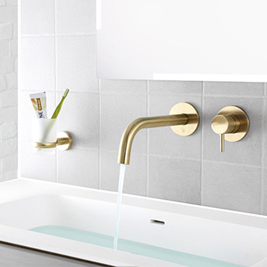 gold_single_lever_wall_mounted_basin_mixer_tap_with_slim_spout_brushed_brass