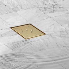 gold square shower drain