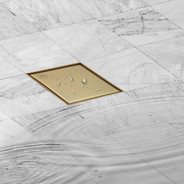 Brushed Gold Square Shower Drain 150 x 150mm