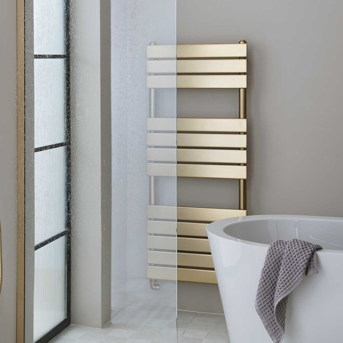 Vertical Gold Towel Radiator 1200mm x 500mm – Brushed Brass