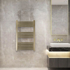 Brushed brass towel rail radiator