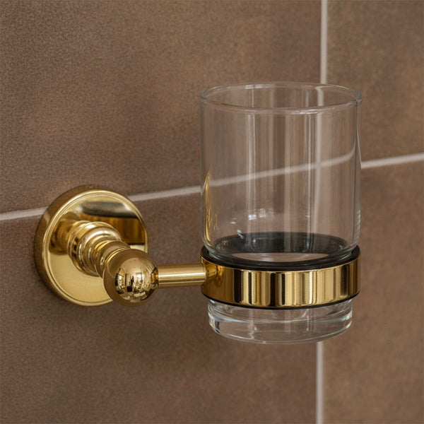 gold wall mounted toothbrush holder 