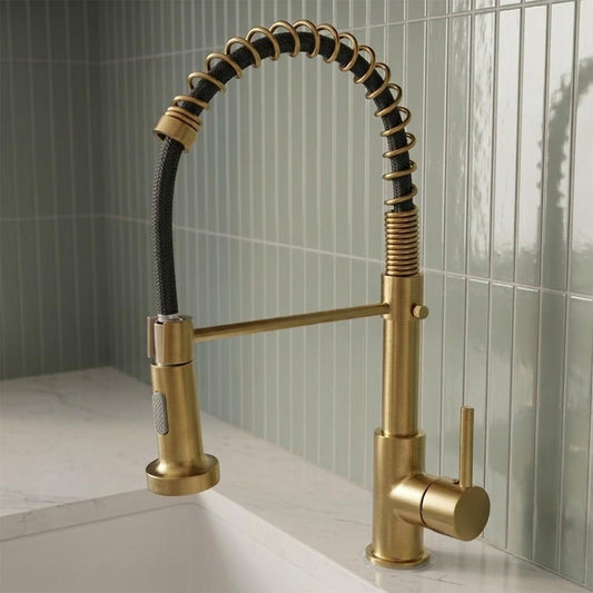 gold spring kitchen tap with pull out