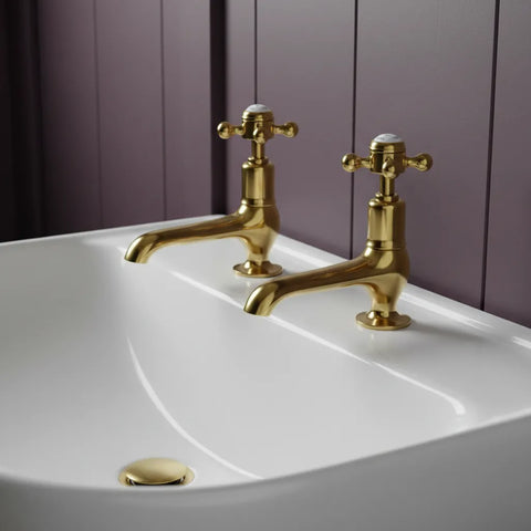 Traditional Long Nose Crosshead Basin Pillar Taps