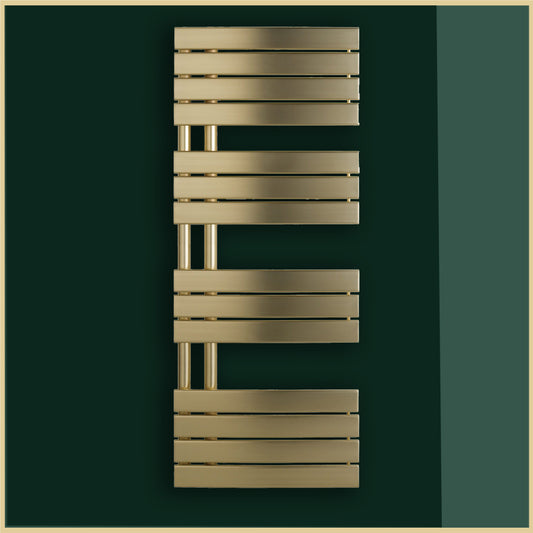 Brushed Brass Towel Rail with Flat Panel