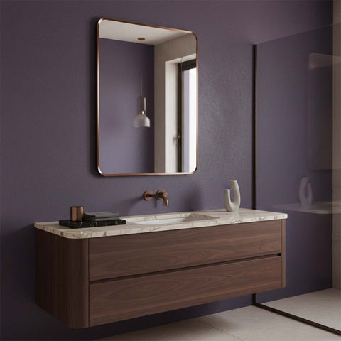 rectangular brushed bronze bathroom mirror