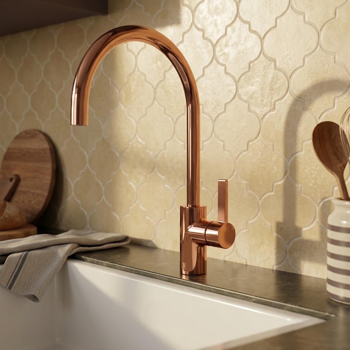 rose gold kitchen mixer tap single lever