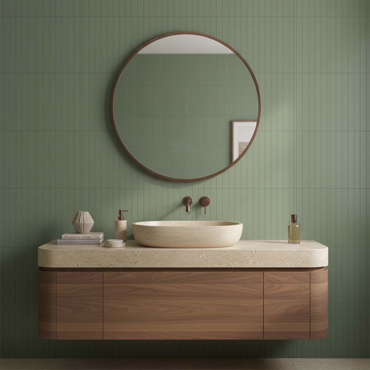 round bronze bathroom mirror