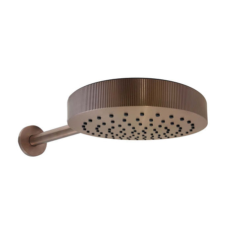 round brushed bronze shower head  250mm with 400mm shower arm set