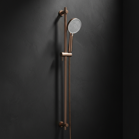 Slider Rail Kit with Round Shower Handset and Hose - Brushed Bronze