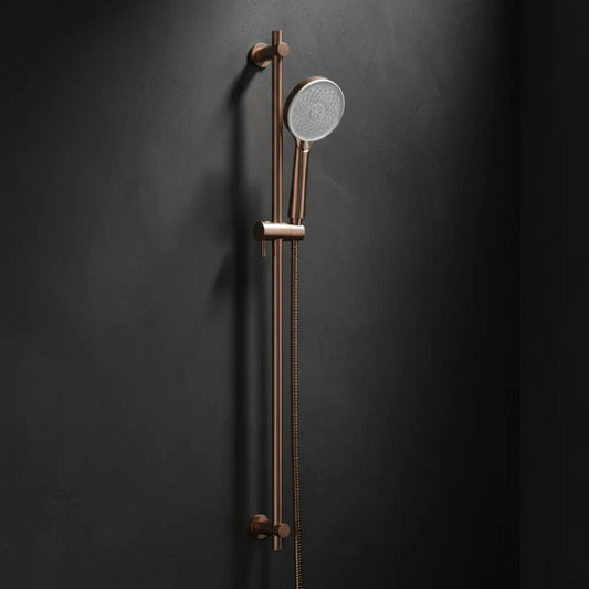 Slider Rail Kit with Round Shower Handset and Hose - Brushed Bronze