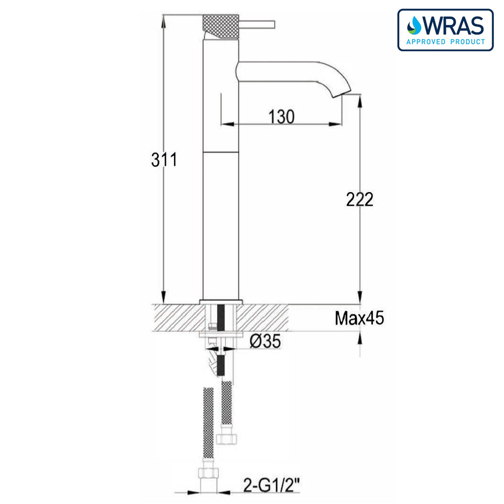 gold high rise basin mixer tap 