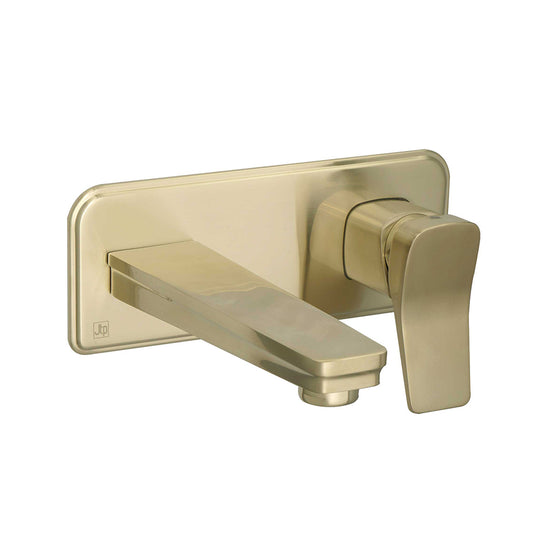 single_lever_basin_mixer_tap_wall_mounted_gold_bathroom