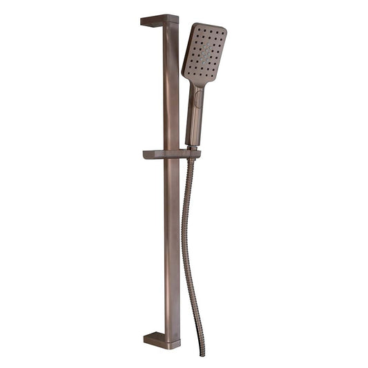 Slider Rail Shower Kit with Square Handset and Hose - Brushed Bronze