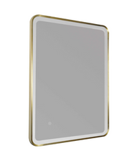 bathroom mirror with light and gold frame