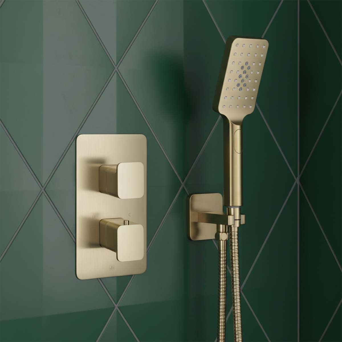square concealed shower valve brushed brass