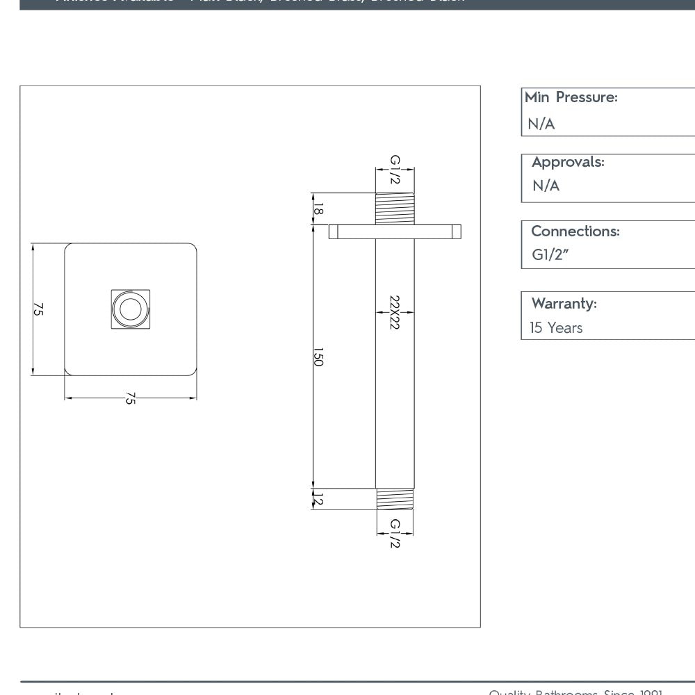 square shower head arm