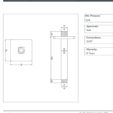 square shower head arm