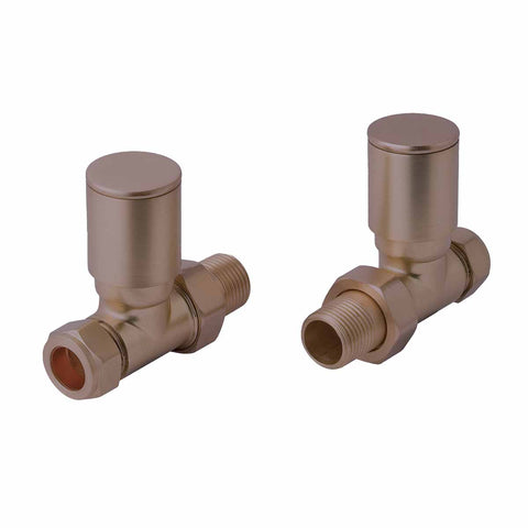 straight brass radiator valves brushed bronze