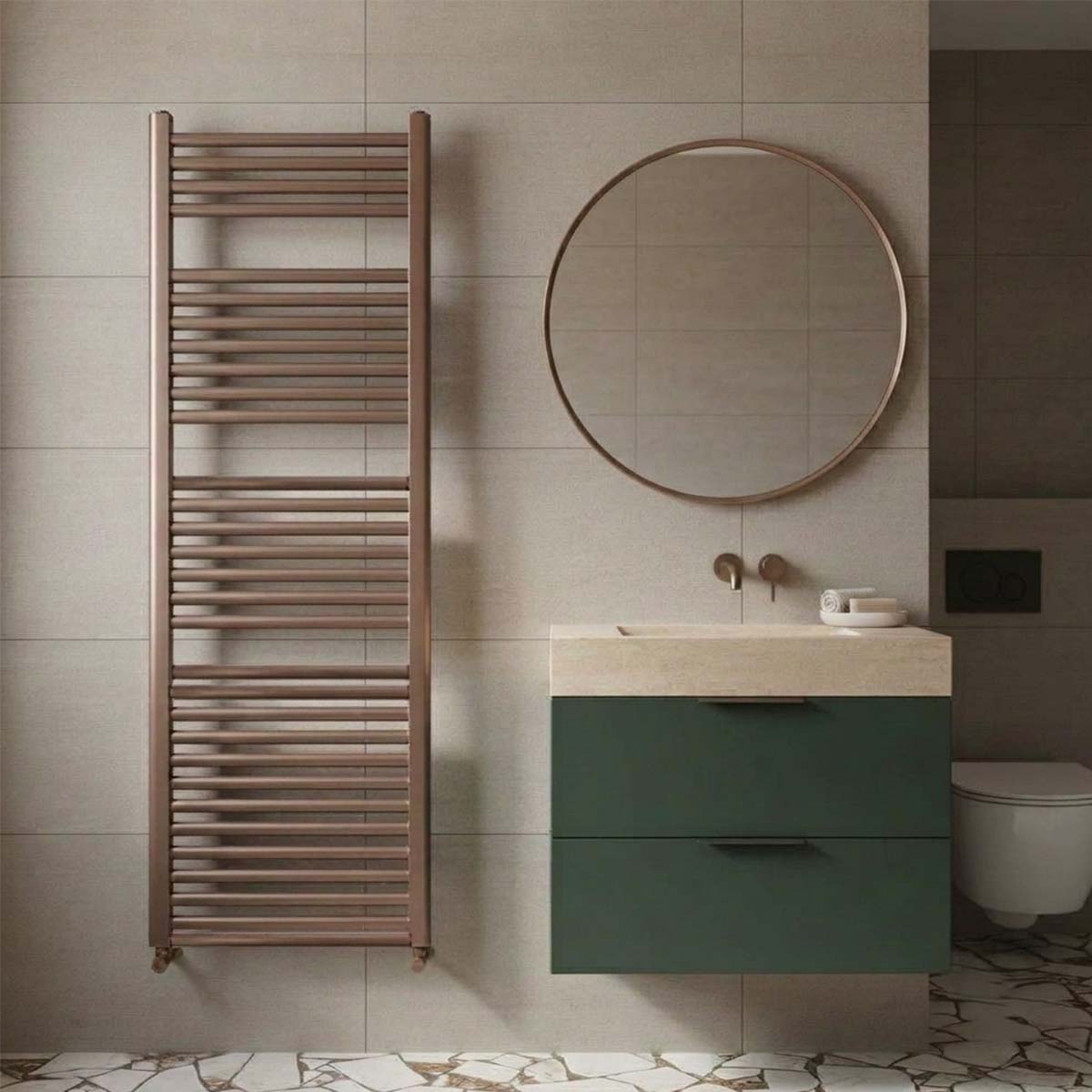 tall Brushed Bronze Heated Towel Rail 1600mm x 500mm