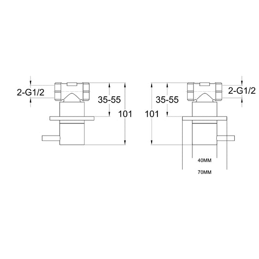 On/Off Bathroom Valves Wall Mounted - Brushed Bronze