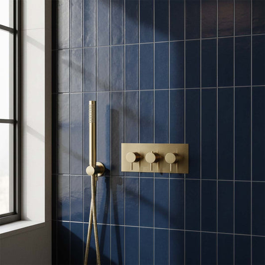 thermostatic shower valve 2 way - brushed brass