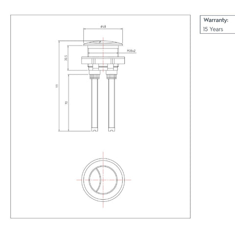 toilet flush button - 38mm  technical details