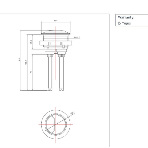 toilet flush button - 48mm  technical details
