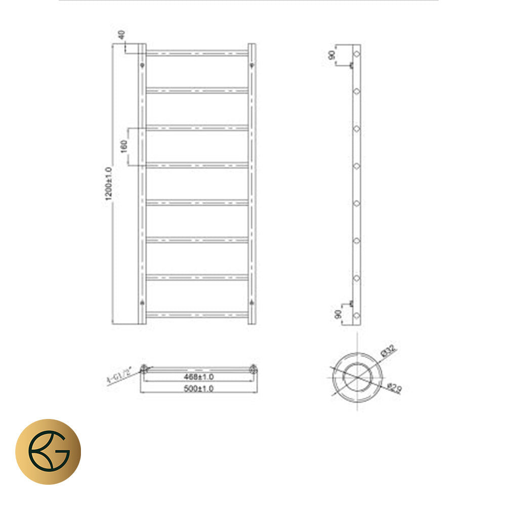 towel rail radiator bronze  1200mm x 500mm