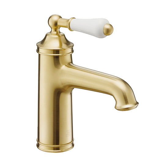 Traditional Single Lever Basin Mixer Tap with Click Clack Waste - Brushed Brass