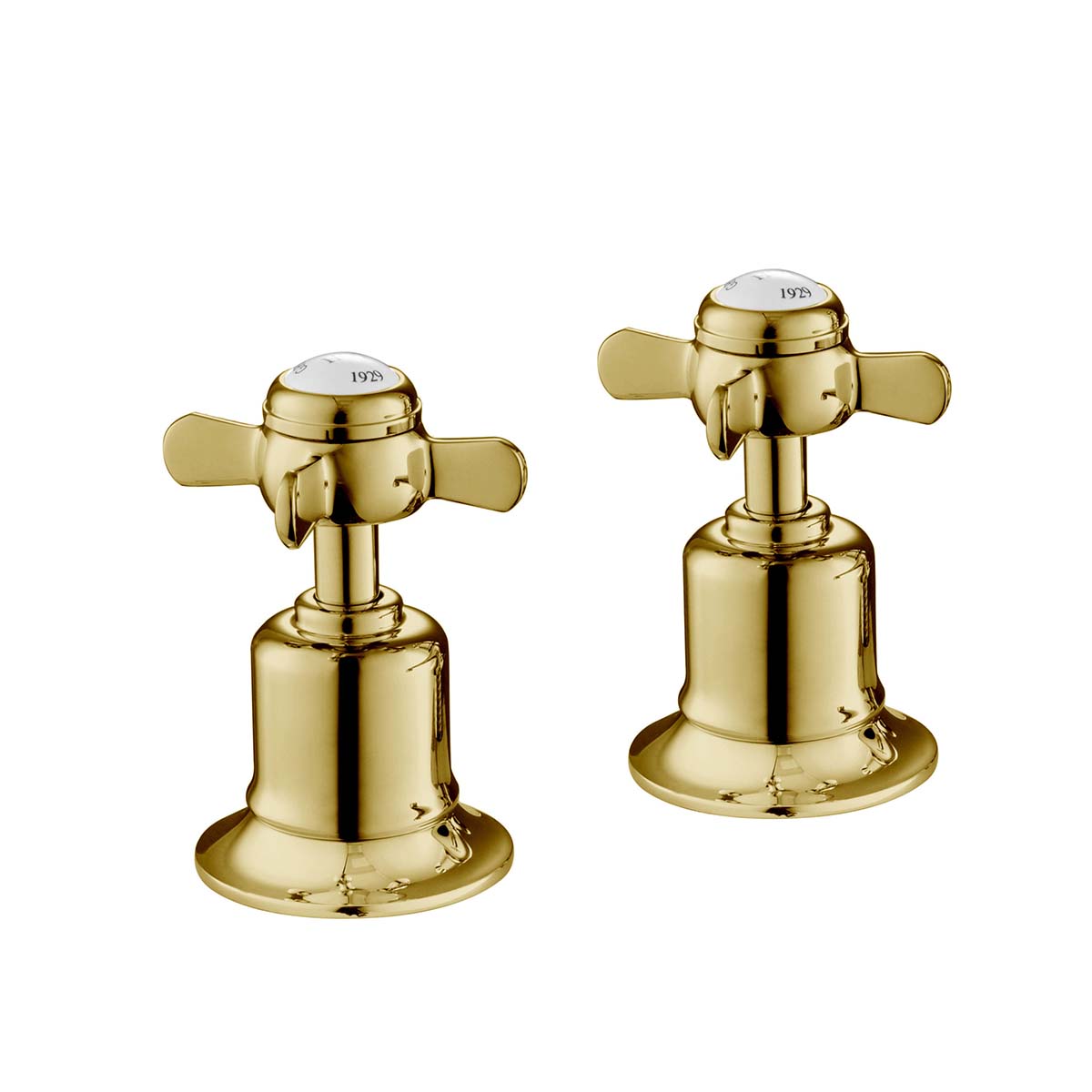 traditional deck mounted bath side on off valves - gold 