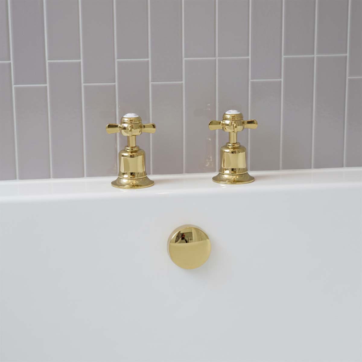 traditional deck mounted bath side valves - gold 