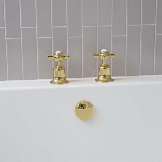 traditional deck mounted bath side valves - gold 