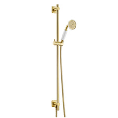 brushed brass shower handset and rail