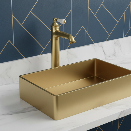 Traditional Tall Single Lever Basin Mixer Tap with Click Clack Waste - Brushed Brass