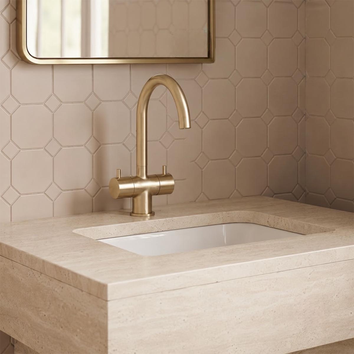 twin lever basin mixer tap with swivel spout - brushed brass
