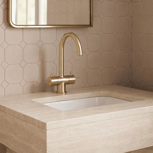 twin lever basin mixer tap with swivel spout - brushed brass