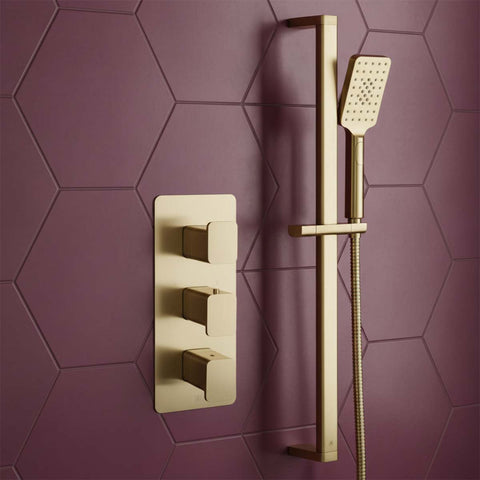 two way concealed shower valve brushed brass