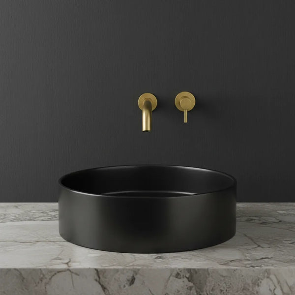 Gold Single Lever Wall Mounted Basin Mixer Tap with Slim Spout