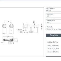 Traditional wall mounted lever basin tap - Technical drawing