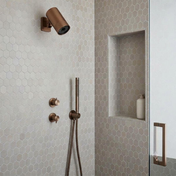 wall mounted rainfall shower head - brushed bronze