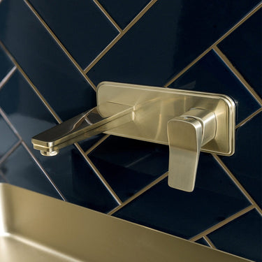 Brushed Gold Single Lever Wall Mounted Basin Mixer Tap