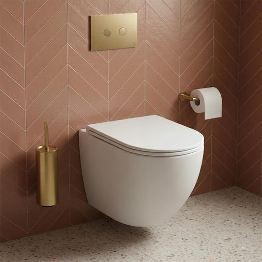 white wall hung toilet with seat 