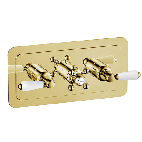 brushed brass 3 outlet concealed shower valve