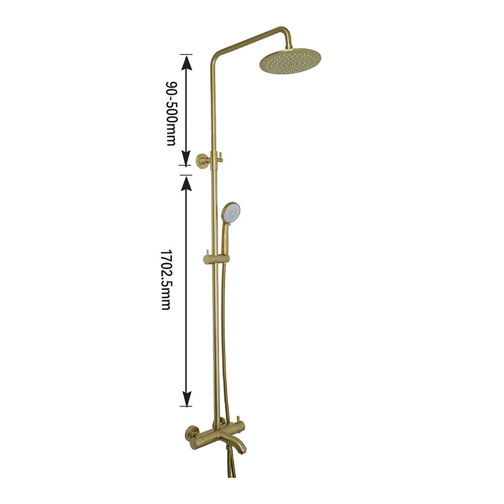 brushed brass thermostatic shower set